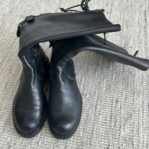 Fendi tall leather black boots size 39